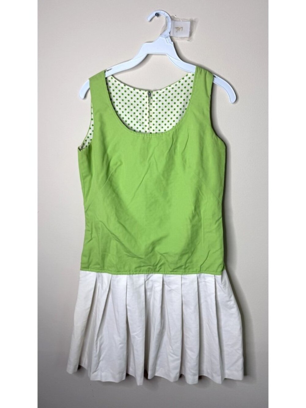 Vintage 50s Dress Drop Waist Pleated Two Tone Mod Twee Tennis